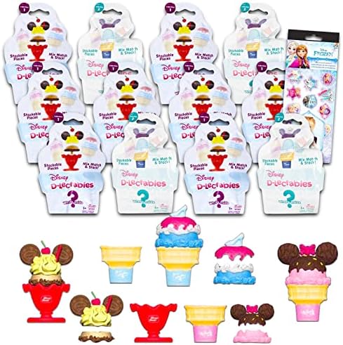 מענג D-Lectestable Disney Blind Beg Bundle ~ 12 חבילות מסיבות דיסני טובות לילדים הכוללות דמויות גלידת תערובת וערימה