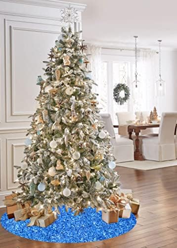 חצאית עץ חג המולד טורקיז חצאית עץ חג המולד חצאית עץ נצנץ קטיפה 36 אינץ
