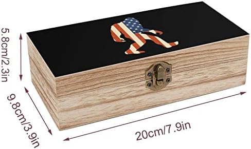 דגל אמריקאי Bigfoot5 קופסא אחסון עץ שולחן עבודה שולחן עבודה של ארגוני דקורטיביים קטנים קופסאות תכשיטים עם מכסה