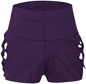 Miashui Yoga תחבושת קצרה יוגה המותניים המוצקות מכנסי טרנינג צבע ישבן לנשים מכנסיים קצרים מכנסיים יוגה מכנסיים