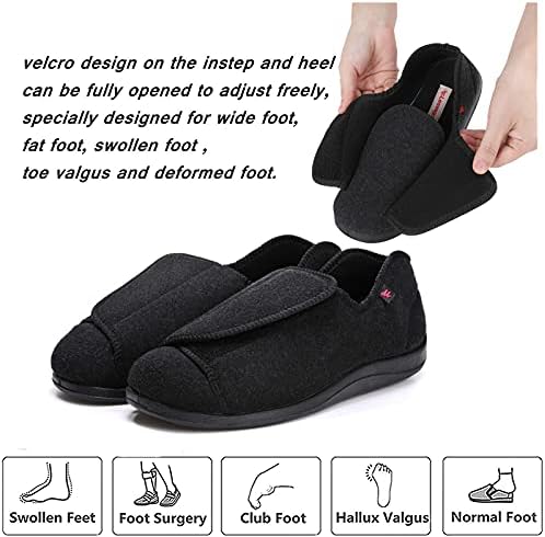 נעלי סוכרת של נשים סוכרת נעלי בצקת עם רצועה מתכווננת נעלי הליכה רחבות נוחות במיוחד הקלה חיצונית מקורה לרגליים נפוחות