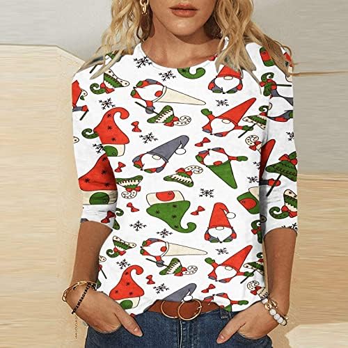 חולצות טיס לחג המולד של נשים חמודות חולצות 3/4 שרוול ארוך שרוול ארוך חולצה גרפית חולצה פרחונית חולצה מצחיקה חולצות