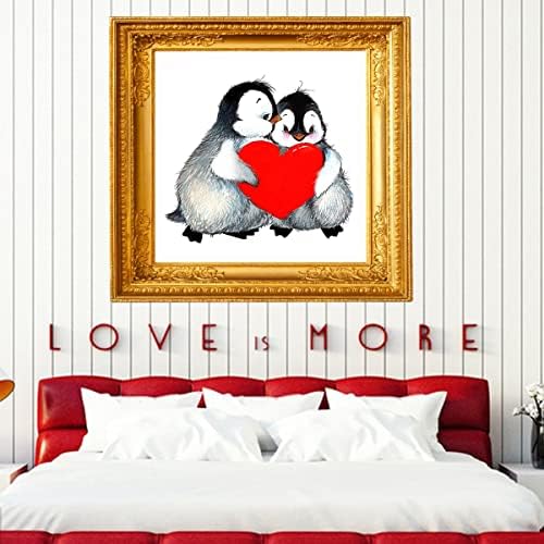 5D אהבה פינגווין ערכת ציור יהלום לילדים מבוגרים לב לבריסטל ציור יהלום DIY DIY עגול מקדחה מלאה ריינסטון אבני