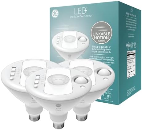 LED תאורה GE+ נורות LED חיישן תנועה, אור אבטחה קישור, אור 38 חיצוני, לבן חם