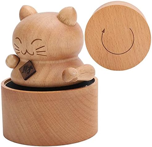 N/A קופסת מוזיקת ​​עץ עושר מזל חתולים קופסת פסלון קופסת מוסיקה מעץ קופסא מוזיקלית חמודה קופסא בית קישוט בית מתנה ליום הולדת