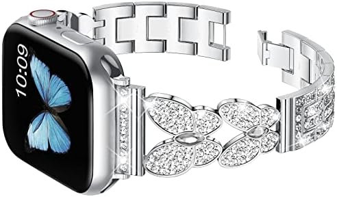 Dabaoza תואם ללהקת Apple Watch נשים ילדה לבוש בלינג יהלום רצועת צמיד אל חלד לסדרה IWatch SE 8/7/6/5/3/3/2/1