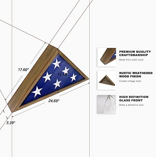 5'X9.5 'מארז תצוגת דגל מהגוני גימור ותצוגת דגל קבורה מארז כפרי גימור