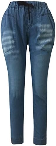 מכנסי ג'ינס רחבים של Lariau לנשים הרמון מצוקה שרוך כיסים מזדמנים y2k מכנסי מכנסי מכנסיים מכנסיים כחולים