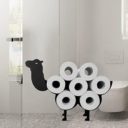 Amaqueen Metal Tassice Taxing Naping Napue Roll Holding, חידוש כבשים חמוד אמבטיה שחור אמבטיה אבקת מטבח חדר עיצוב אמנות קיר,