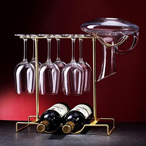 מתלה יין של Drincarier עם מחזיק זכוכית ומחזיק דקנטר, מתלי יין, מתלי כלי גזע ...
