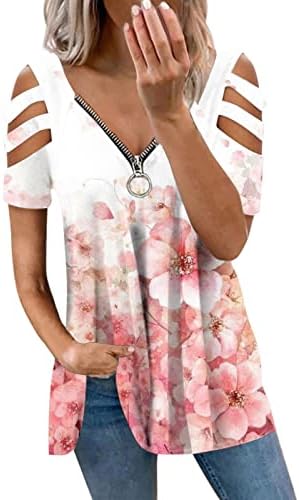גבירותיי גזרות פרח חולצה גרפיקה טוניקה צמרות חולצה שרוול קצר כתף קר V צוואר CAMISOLE 2023