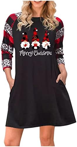 Twgone שמלות חג מולד מצחיקות לנשים פלוס שרוולים ארוכים בגודל נינוחים מתאימים שמלות חג מולד מכוערות תלבושת חג