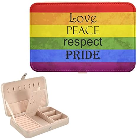 innewgogo גאווה הומוסקסואלית אהבה שלום כבוד גאווה קשת תכשיטים קטנים ארגון תכשיטים עור מארגן עגילי נסיעות מארגן לנשים