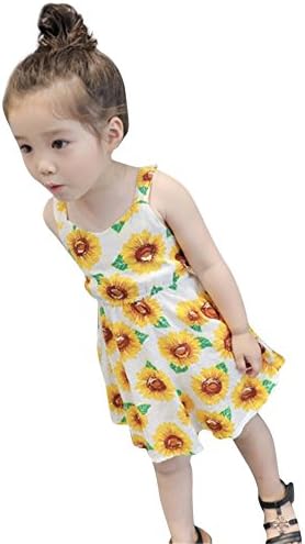 שמלת חמניות הדפס ללא גב בנות תינוקות פרחוניים תלבושות לתינוקות תלבושות בנות ללא שרוולים ותלבושות קיץ של ילדות