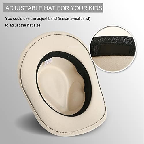 JASTORE ילדים בנות בנות כובע בוקרים מערבי בוקרים עם חגורת אבזם כובע פדורה