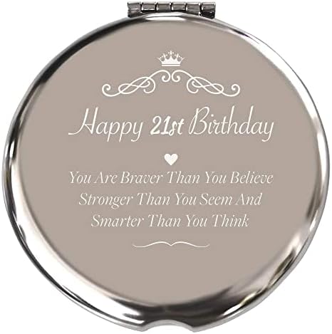 מתנות יום הולדת 21 עבורה, אחות, בת, חברה טובה, חברות, מתנות מגולפות-מראה איפור כסף