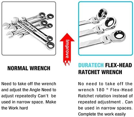 Duratech 11 חלקים אורך מפתח ברגים מפתח ברגים, מטרי ו- SAE