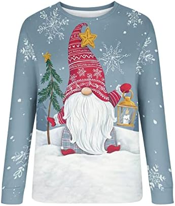חג המולד בסוודרים סווטשירט לנשים בתוספת גודל חמוד שלג גמד הדפסה מזדמן בבאגי ארוך שרוול סתיו חולצות חולצה מתנה