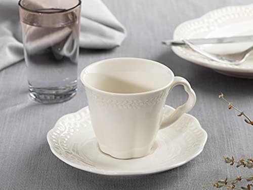 כוסות קפה אספרסו של Lamodahome עם צלוחיות חרסינה סוזה סט של 6 כוס קפה 80 מל בורדו בורדו כוס קפה יוונית ערבית טורקית לנשים,