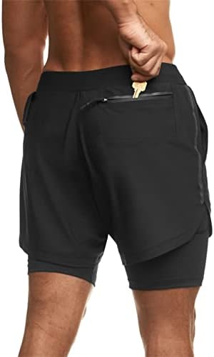 DGKaxiyahm שכבה כפולה של גברים אמצע עלייה אמצע ריצה קצרה של חמש נקודות ארוגות מכנסיים קצרים יבש יבש 2 ב 1 מכנסיים קצרים נושמים