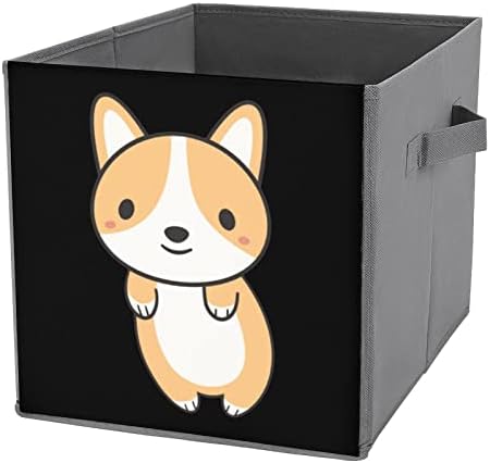 חמוד קורגי כלב גדול קוביות אחסון פחי מתקפל בד אחסון תיבת ארון מארגני עבור מדפים