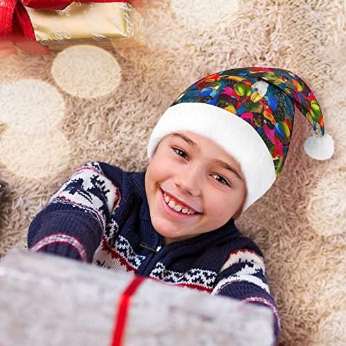 תוכי מסיבת מודפס קטיפה חג המולד כובע שובב ונחמד סנטה כובעי עם קטיפה ברים ונוחות אוניית חג המולד קישוט
