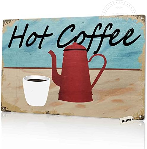 סימן פח של סאזוים שלט רטרו סגנון קפה חם עיצוב קיר וינטג