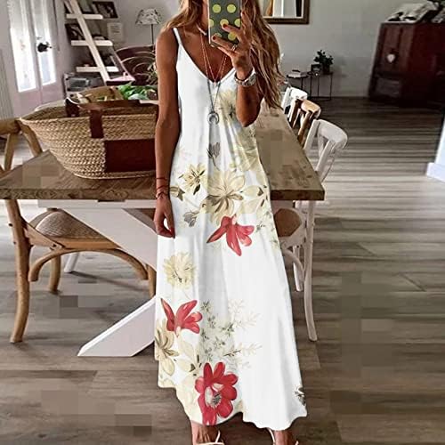 שמלות לנשים אופנה פרחוני מודפס עם צווארון שרוולים שמלות קיץ רופף מתאים כתפיות בסוודרים חוף מקסי שמלה