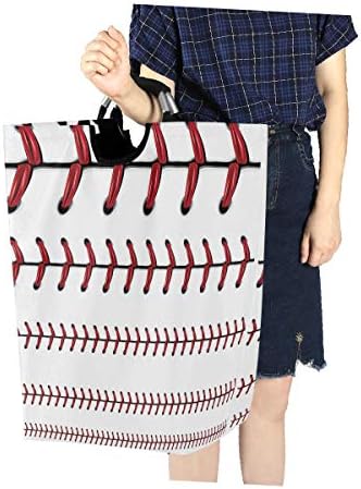 אלזה אדום לבן ספורט כדור בייסבול סל כביסה סל אחסון גדול סל עם ידיות עבור סלי מתנה, שינה, בגדים
