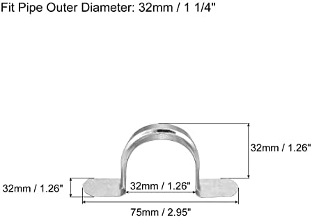 רצועת צינור נוקשה של UXCell, 48 יחידות 1 1/4 אינץ 'מפלדה מצופה אבץ U סוגר מתח מתח מתח צינור לקביעת צינור