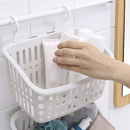 Amayyalsl Colanders מפלסטיק סל מקלחת תלויה עם וו למטבח אמבטיה מחזיק אחסון מיטה מארגן מיטה סל אחסון סל פלסטיק