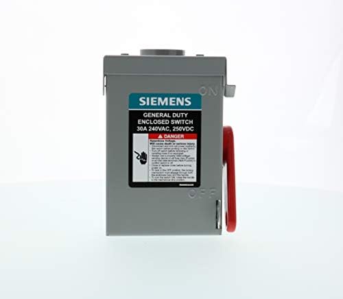 Siemens 2P 30A 240V מתג בטיחות חובה כללי חיצוני, לא ניתן להחלפה, ANSI 61 אפור