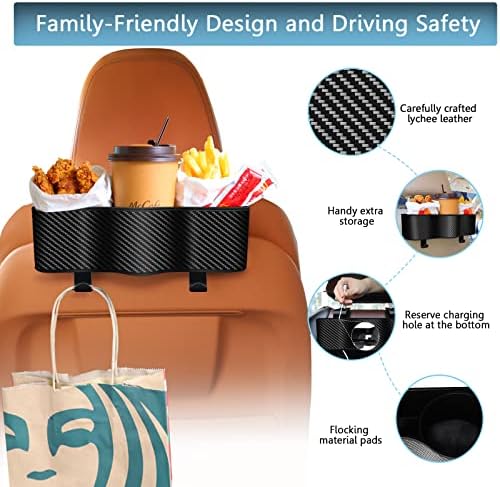 מארגן מושב אחורי של מכונית ג'לובה עם מחזיקי כוסות, מארגן גב מושלם מושלם לאכילה במכונית שלך, מארגן מושב אחורי לילדים,