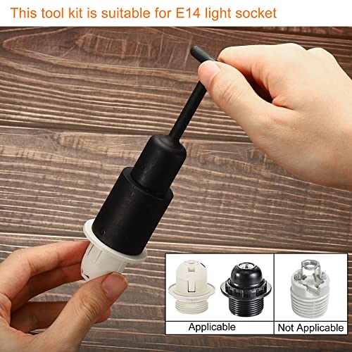 Meccanixity E14 Socket Socket Prot Prount Tool T סוג עם טבעות שקע צל למנורה לבסיס בינוני, אור מחליף אביזרים, חבילה