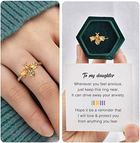 טבעות לגברים מתכווננים לבתי דבור דבור דבורת דבורת טבעת מסתובבת טבעת ריינסטון טבעת חרדה מינימליסטית מתנה לטבעת חרדה לגב