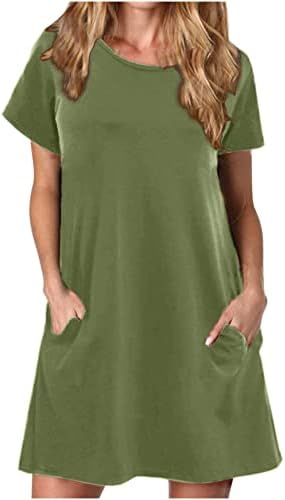 שמלות קיץ של 2023 נשים וינטג 'פרחוני שמלת טנק ללא שרוולים מודפסים, שמלות חולצת טריקו צווארון מזדמן עם כיסים