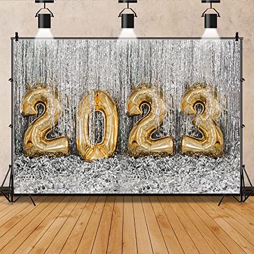 חדש שנה 2023 רקע 7 * 5 רגל כסף מתכתי טינסל רדיד פרינג ' חדש שנה צילום רקע זהב 2023 מסיבת סיום דקור גדילים