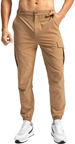 מכנסי מטען לטיולים רגליים של פינק בומב עם 7 כיסים רזים מתאימים רצים מכנסי עבודה של גולף לגברים לגברים