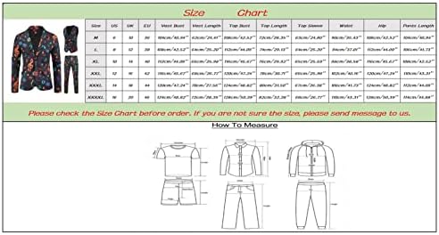 חליפות בלייזר של Beuu 3 חלקים לגברים, הדפסה גרפית כפתור אחד