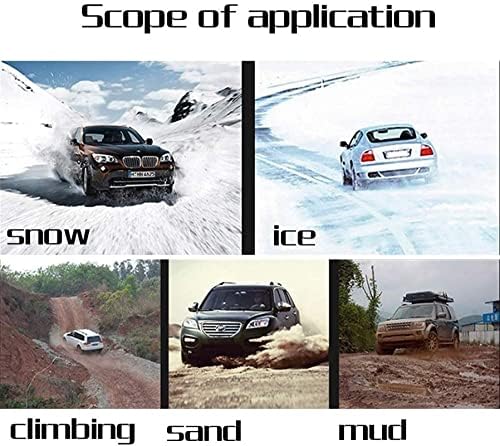 שרשראות שלג של QQlong למכוניות - שרשראות חירום נגד החלקה על כביש קרח, חול ובוץ, שרשראות שלג במעלה הגבעה שלג.
