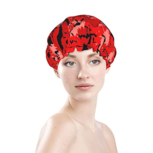 נשים לשימוש חוזר כובע שיער שפת שפתון אדום ליום האהבה שכבות כפול
