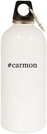 מוצרי Molandra Carmon - 20oz hashtag בקבוק מים לבנים נירוסטה עם קרבינר, לבן
