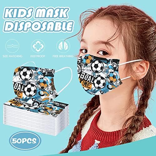 ג ' מטרי 50 מחשב חד פעמי פנים מסכה לילדים, כדורגל הדפסת מסכת פנים כיסוי לנשימה נוח מסכת עבור ילד בני בנות