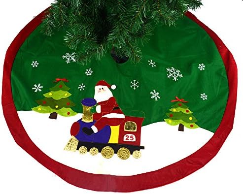 גינון האם חג שמח חג שמח סנטה קלאוס אדום ורכבת חצאית עץ חג המולד 47 אינץ '