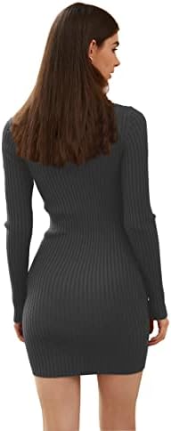 28 סוודר שמלה לנשים מצולעים לסרוג מצויד מידי סקסי סתיו חורף בגד גוף ברדס צוואר שמלות