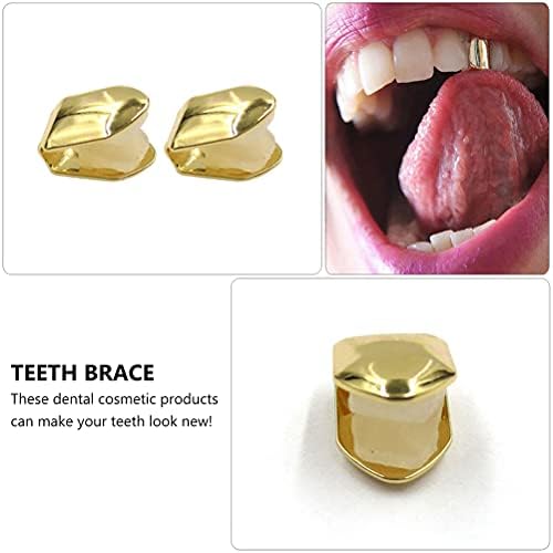 Doitool 4 pcs מצופה זהב מצופה ירך-הופ- פלטת שיניים היפ הופ כובעי גריל שיניים בודדות למבוגרים