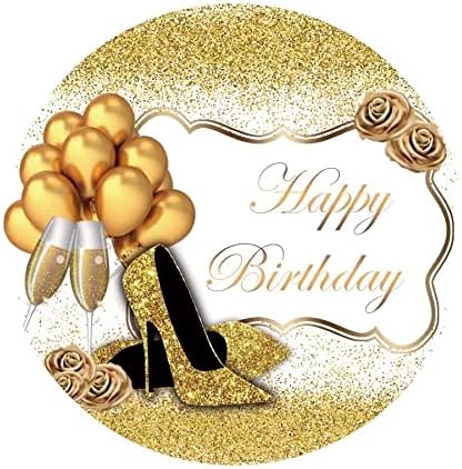 דשאן שמח יום הולדת רקע לנשים זהב מסיבת יום הולדת קישוטי עגול רקע עקבים שמפניה זכוכית נשים מסיבת רקע 7. 2 * 7.2 רגל