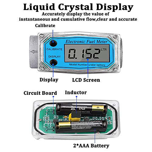 מד זרימת טורבינה דיגיטלית, LCD Digital Display דיוק גבוה של סולל דיזל מד זרימת דלק למדידת דיזל, נפט, בנזין