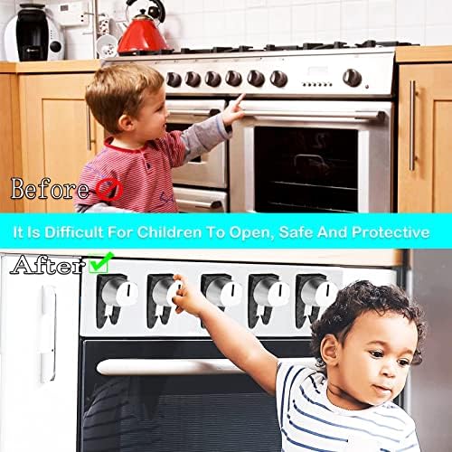 Xukrat 6 חבילות תנור גז תנור כפתור לידיות לתינוקות, מנעולים מוגנים לתינוקות לכיריים גז, נעילת כפתור תנור הגהת ילדים