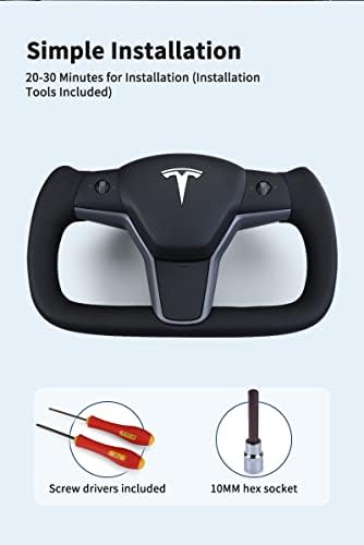 פונקציית חימום בסגנון עול טסלה פונקציית הגה של עור שחור של נאפה של נאפה לדגם Tesla Model3.